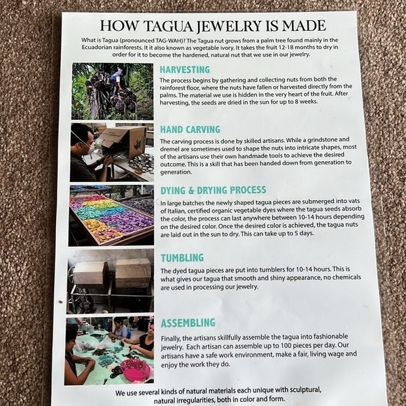 New Tagua Fair Trade Ecuadorian Earrings - Picture 5 of 5